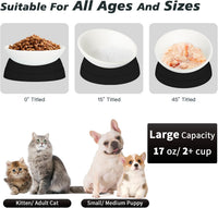 17 oz Raised Cat Food Bowls, Adjustable-Angle Pet Bowls - Milky White, Black - image 3