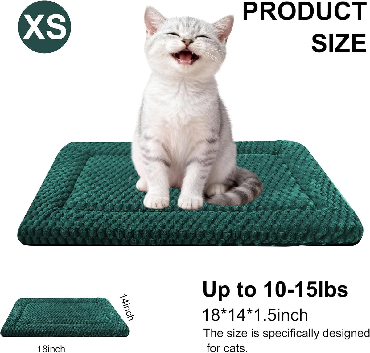 Dog Bed Mat, Reversible Crate Pad - 18"L*14"W*1.5"Th / Dark Green-1pc - image 3