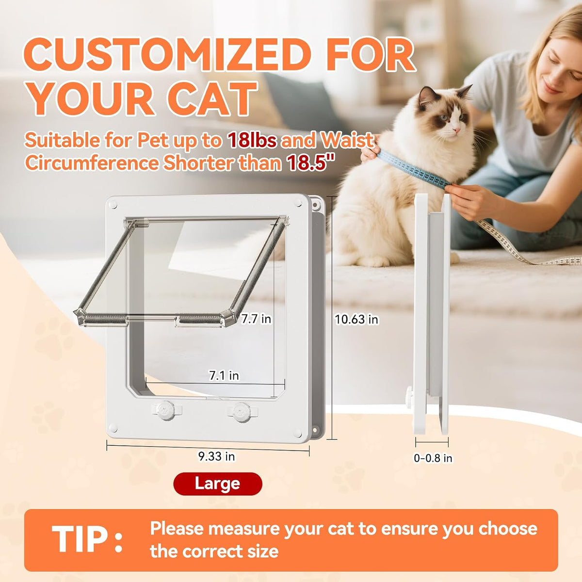 LIBBEPET Thin Interior Cat Door - L-Inner Size: 7.1"W x 7.7"H - image 2