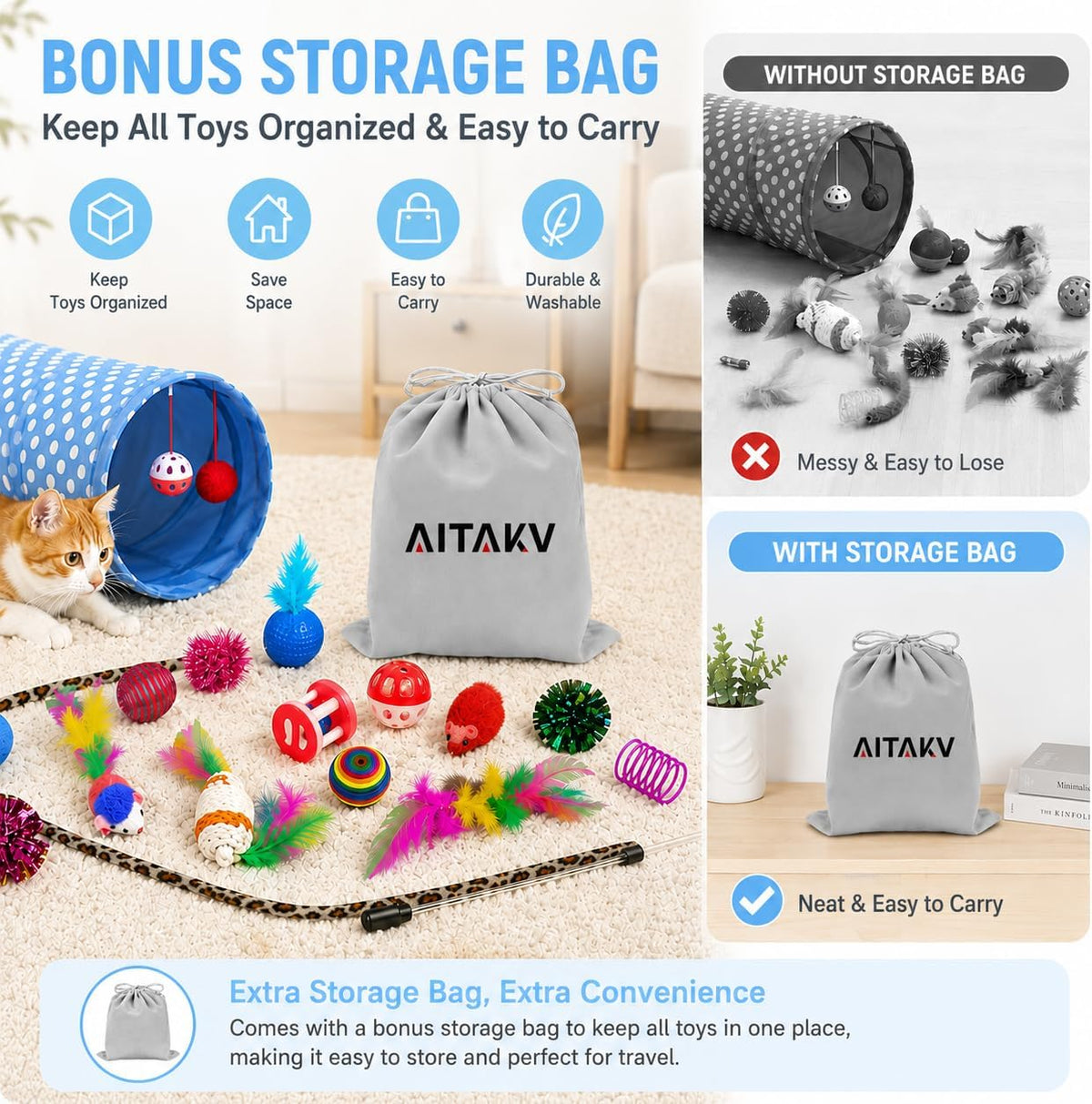 AILUKI 35PCS Cat Toys Variety Pack for Indoor Cats - Multicolor - image 3