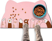 Cat Food Mats for Floor, Dog Pet Water Bowl Feeding Placemats for Food and Water Grey 17.7 * 9.8 - Pink / 17.7"L x 9.8"W