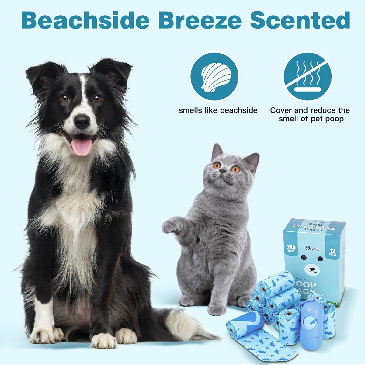 Joyeux 240 Count Ocean Scent Dog Poop Bags Rolls, with Dispenser - 240 Count (Pack of 1) / Blue - image 3
