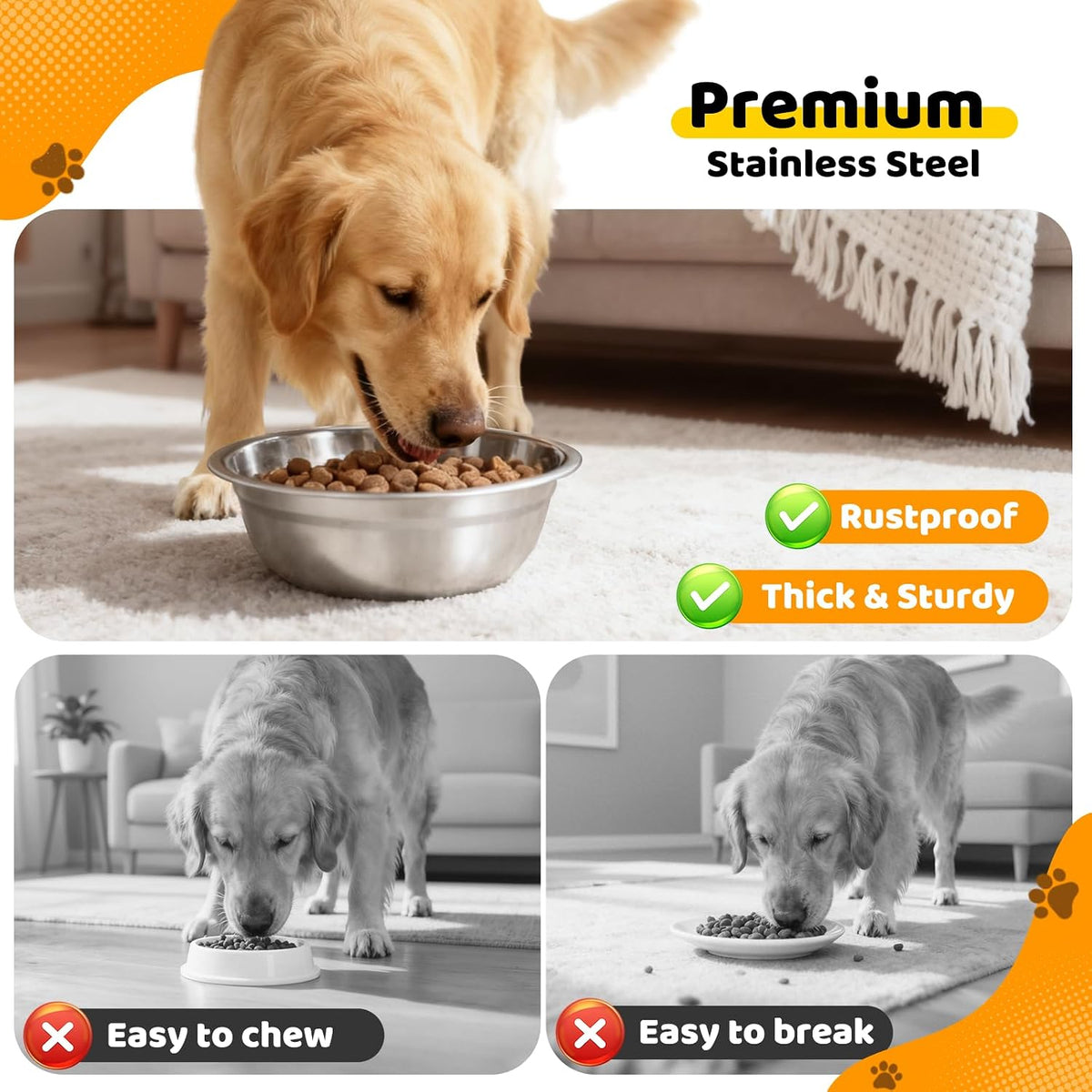 URPOWER 4 Pack 8" Stainless Steel Dog Bowls - 2 Pack - image 3