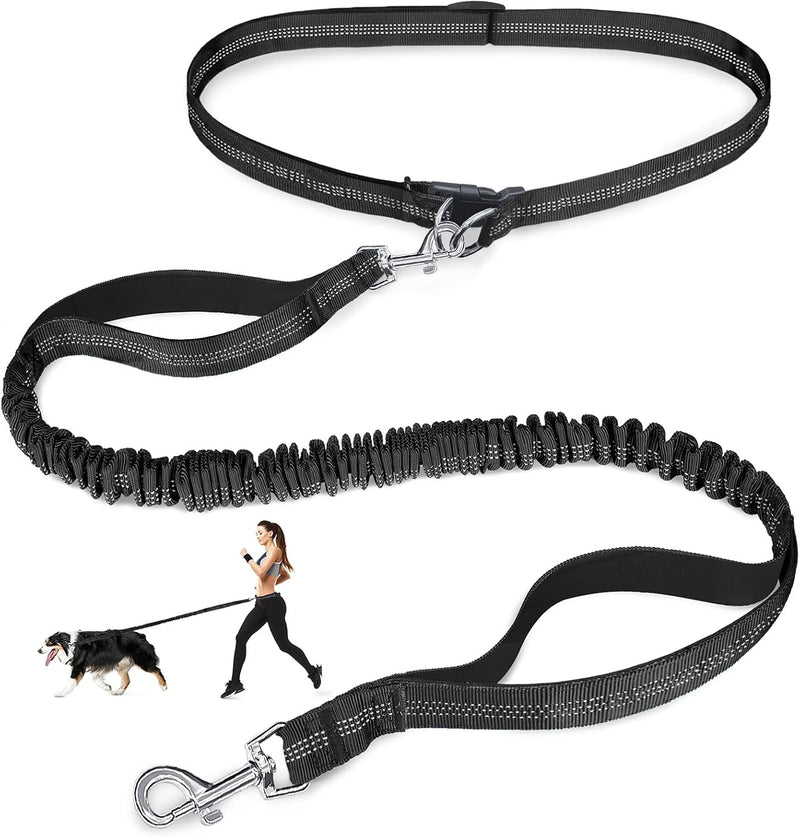 Laqibak Hands Free Dog Leash, Adjustable Waist Leash for Dog - Black