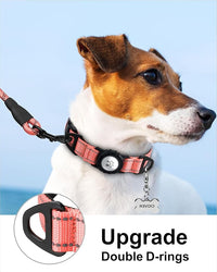 TagME Airtag Dog Collar,Waterproof Reflective Pet Collar with Airtag Holder,Soft Padded and Double D-Rings for Puppy,Baby Pink