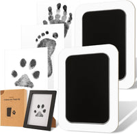 Inkless Paw Print Kit for Dogs, Cats & Babies - Black Pad,Black Wood Frame / 2-Pack,Large