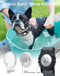 TagME Airtag Dog Collar,Waterproof Reflective Pet Collar with Airtag Holder,Soft Padded and Double D-Rings for Small Dogs,Grey