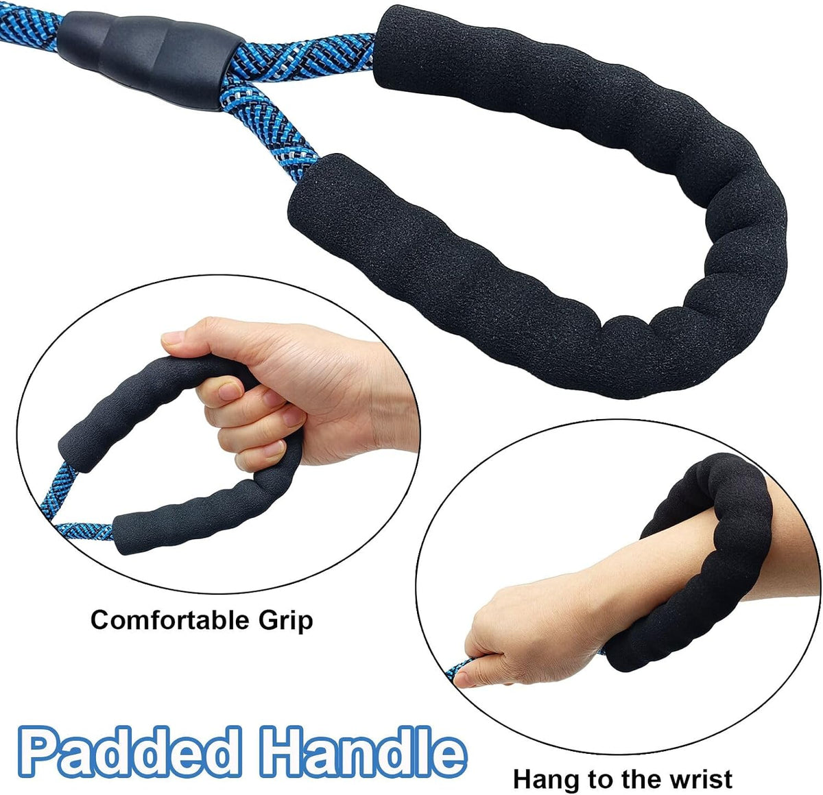 MayPaw Rope Dog Leash, Thick Leash for Medium Large Dogs - blue black / 1/2" * 3' - image 3