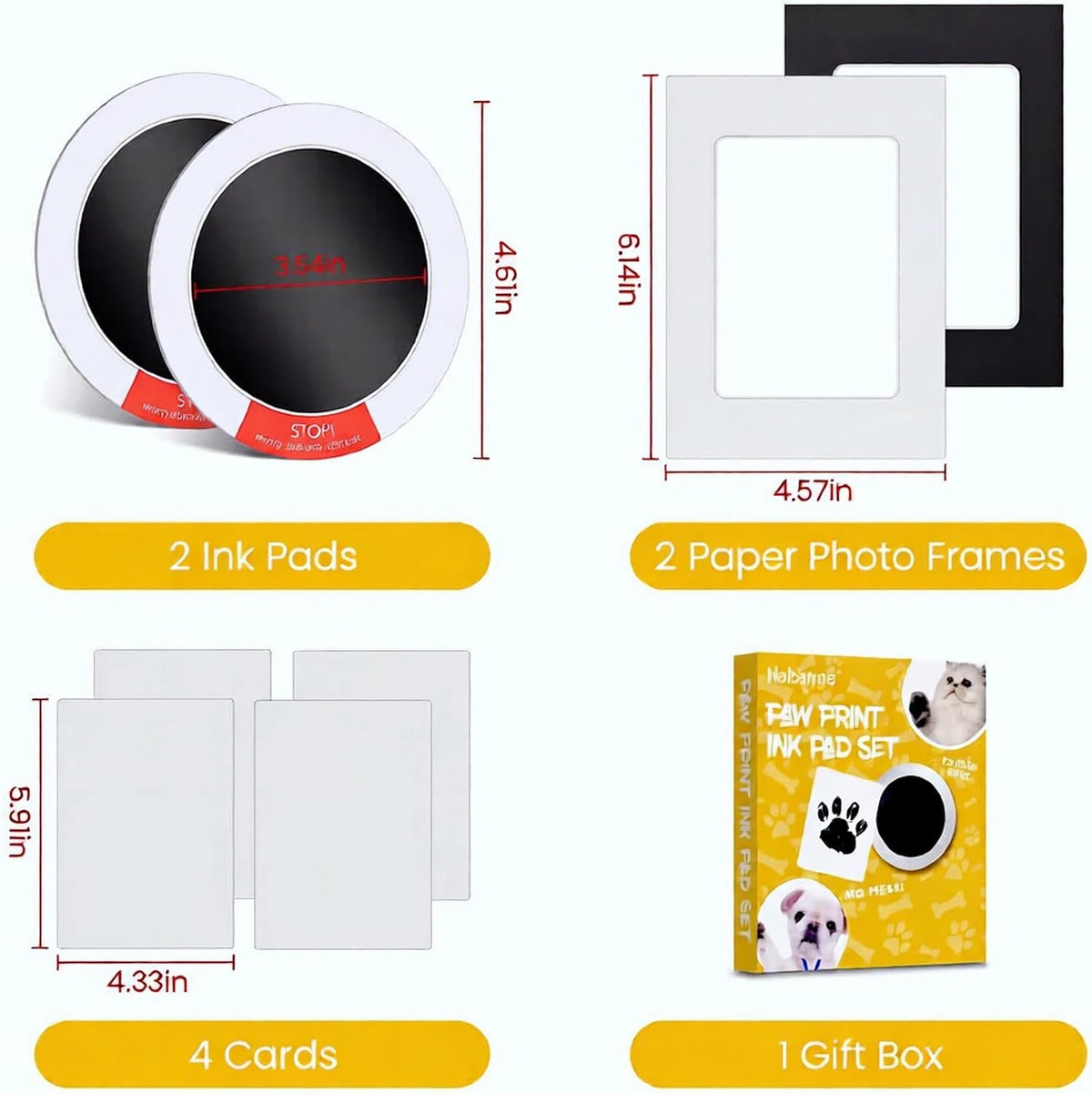 Nabance Inkless Paw Print Kit for Dogs, Cats - Black / 2-Pack - image 3