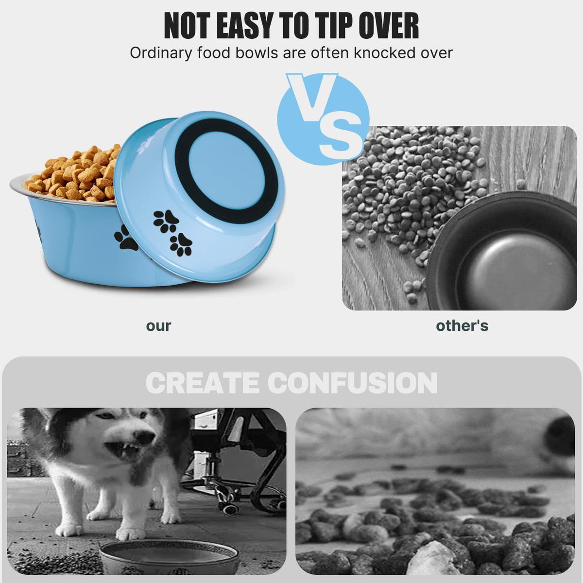 Stainless Steel Dog Bowls - Blue / 8.5 Cups/71 OZ - image 2