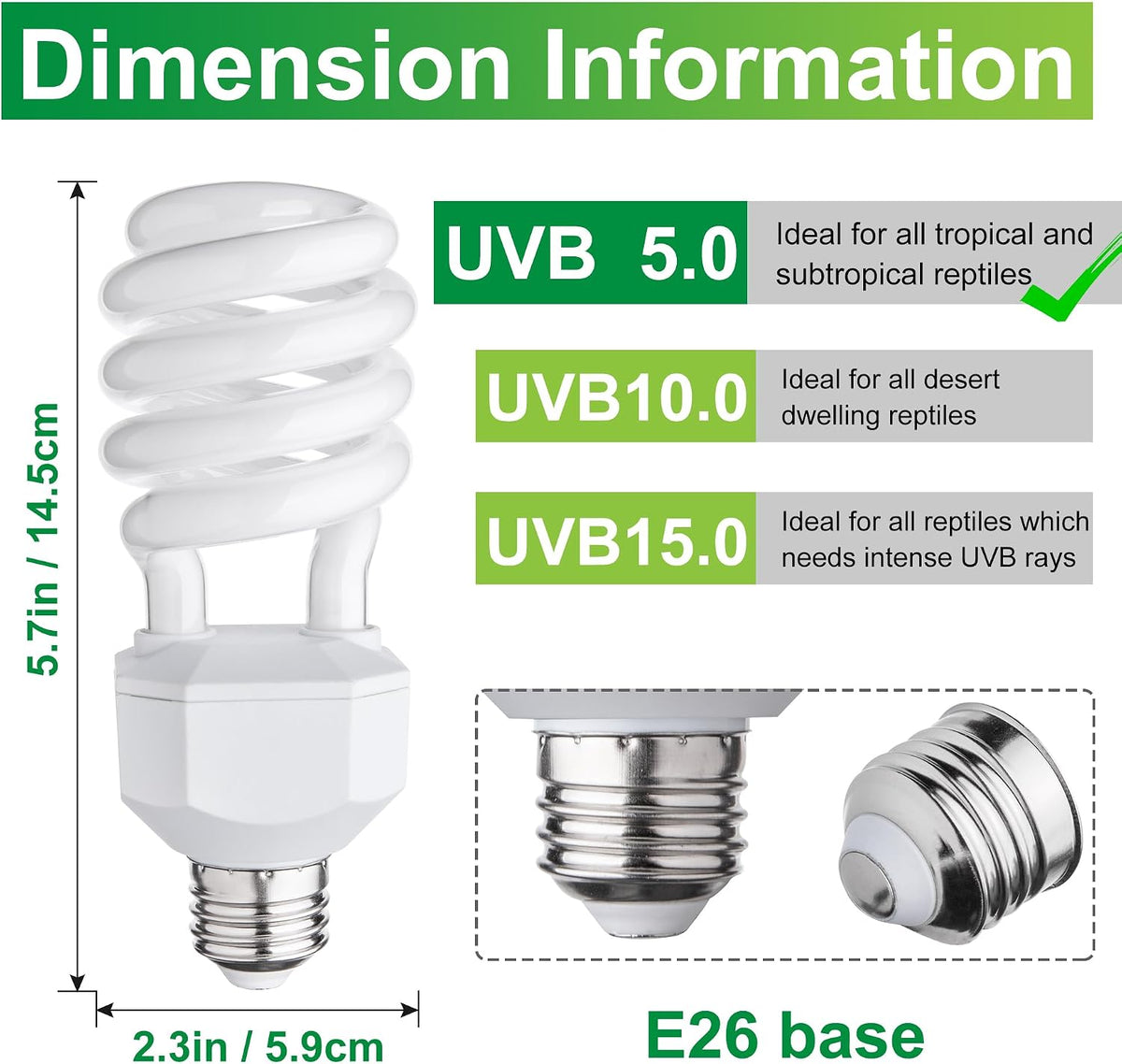UVB Reptile Light Bulb 10.0 - UVB5.0 - image 2
