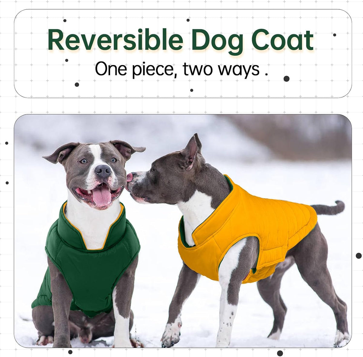 Lelepet Reversible Dog Coat Windproof Dog Jacket Lightweight Puffer - Medium / Green - image 2