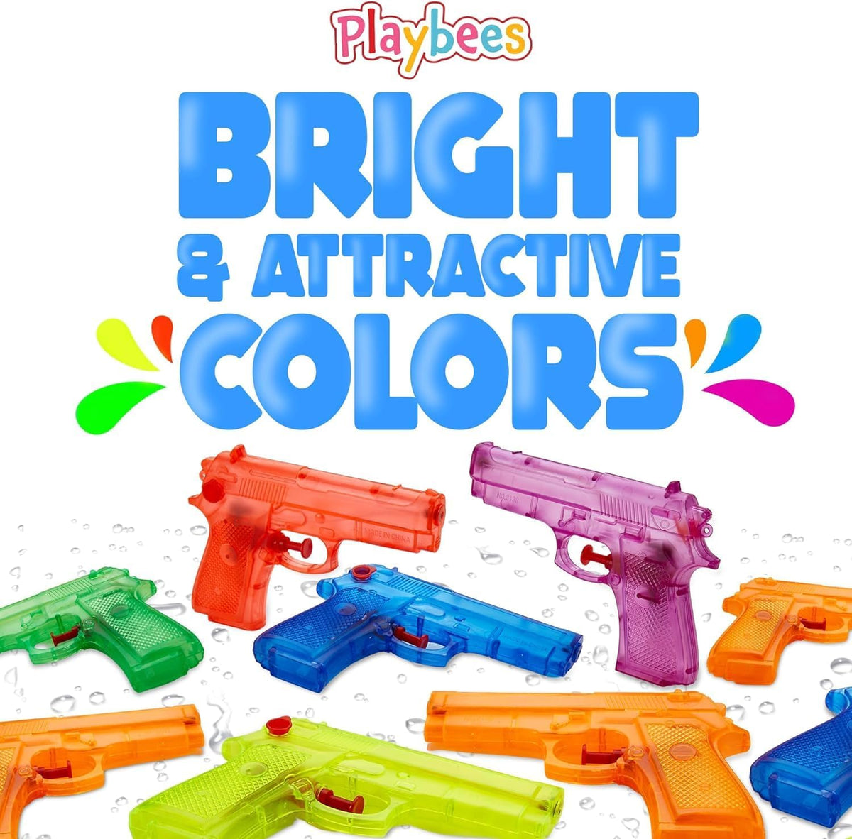 Playbees 12 pack of 6 inch clear water guns for kids in six colors - view 5