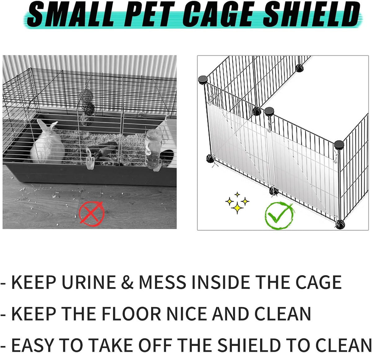 Oncpcare 12 Pack Rabbit Cage Urine Guard 10'' x 8.2'' Pet Plastic - 24pcs - image 3