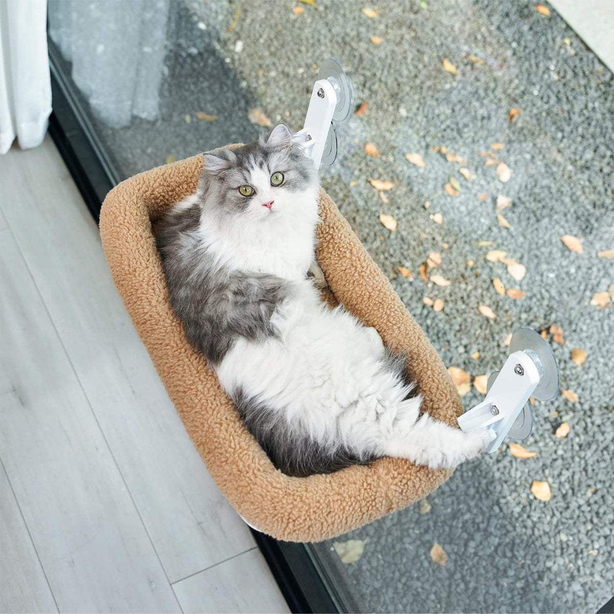 Zakkart Foldable Cat Hammock for Window – Essentials for Cats - Brown Bolster Bed / Large - image 4