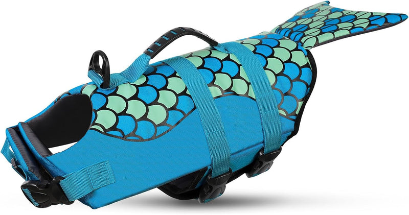 Dog Life Jacket, Cute Shark Dog Life Vest for Swimming & Boating – Essentials for Dogs - Medium / Blue Mermaid