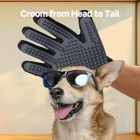 Cat & Dog Grooming Gloves for Shedding - Efficient Deshedding Pet Grooming Gloves 2-in-1 Deshedding Brush & Massage Mitt-Safe for Dogs & Cats (1 Pair Gray)