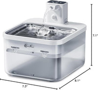 DownyPaws Battery Operated Cat Water Fountain Stainless Steel, 84oz/2.5L Fursink Wireless Pet Water Fountain for Cats Inside, Automatic Dog Water Dispenser with Faucet, Quiet Pump, BPA-Free, White