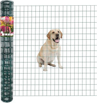 Green PVC Coated Welded Wire Fence 48 Inch x 25 Foot, 2 Inch x 3 Inch 16GA, Garden Border Fencing Roll Vinyl Coating Metal Wire Mesh for Yard Vegetable Plant Protection Poultry Netting