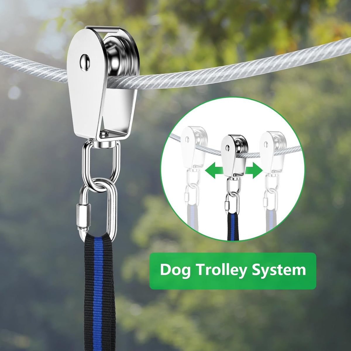 XiaZ Dog Tie Out Cable, Pet Lead for Yard, Camping, Outdoor - 120ft for 1 dog / Silver - image 3