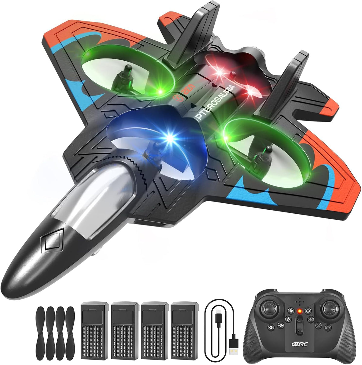 4DRC V32 Foam Remote Control Airplanes RC Planes for Kids Adults - Orange-4 Batteries