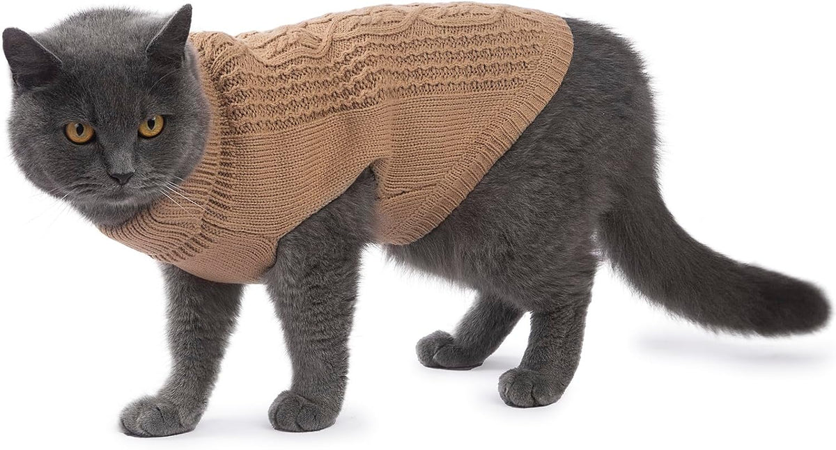 Cat Sweater Stretchy, 19 Colors, 6 Sizes - Khaki / X-Small / Vest - image 3