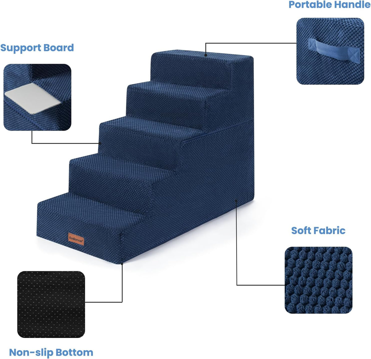 Dog Stairs for Small Dogs & Cats - Blue / 5-Step 22.6" H - image 3
