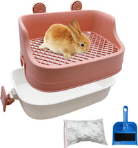 Rabbit Litter Box Bunny Corner Potty Training Litter Toilet Pet Pan – Daily Care for Small Pets - Pink