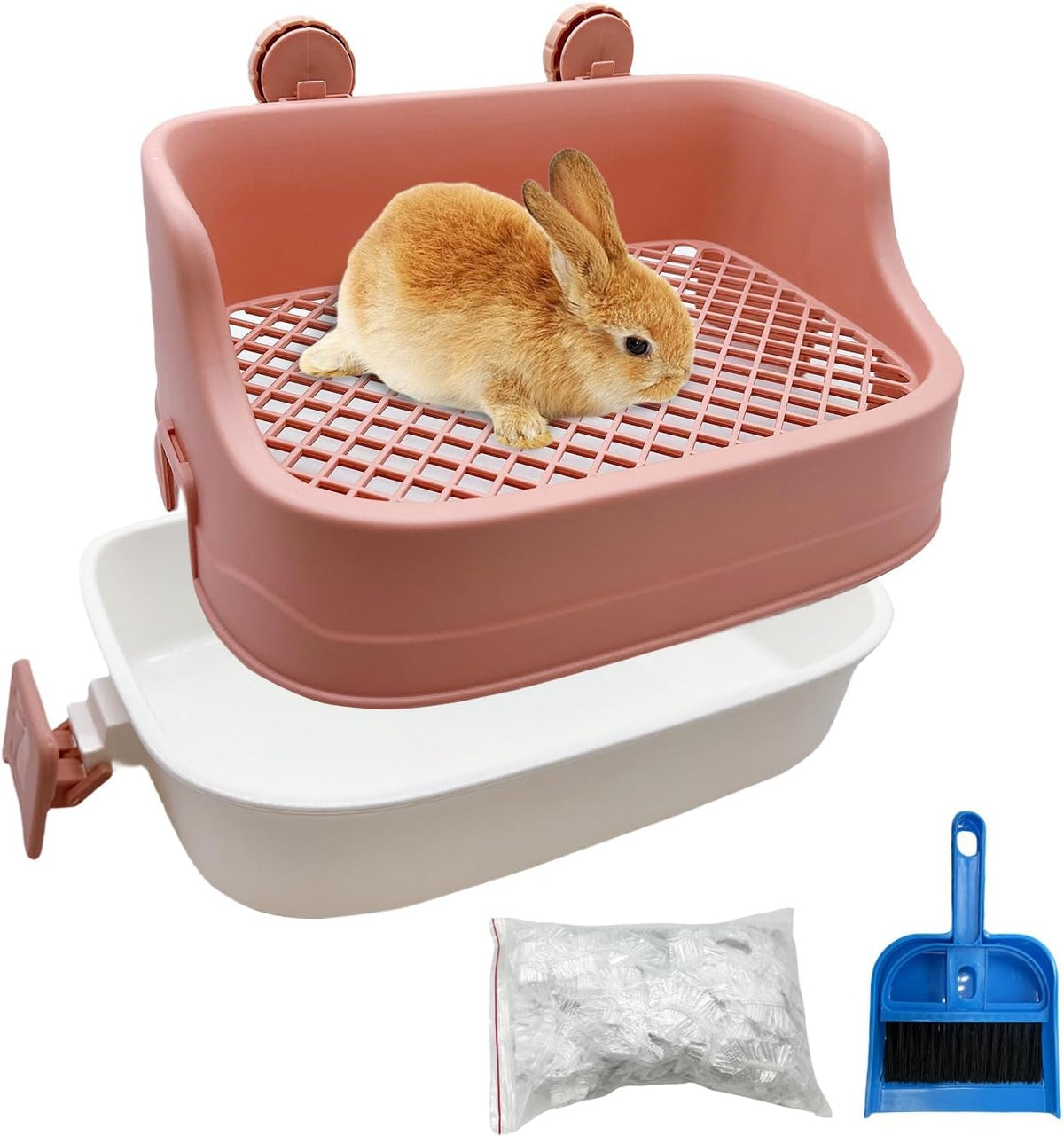Rabbit Litter Box Bunny Corner Potty Training Litter Toilet Pet Pan – Daily Care for Small Pets - Pink