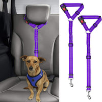 2 Pack Dog Seat Belt for Car, Headrest Restraint Safety Leads – Essentials for Dogs - Purple / Elastic