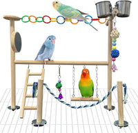 Natural Wood Bird Play Gym for Small Birds - Style A