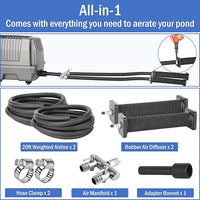 AquaMiracle All-in-One Koi Pond Aerator for Outdoor Ponds, Pond Air Pump Pond Aeration System with Self-Sinking Airline Flow Control Rubber Air Diffuser