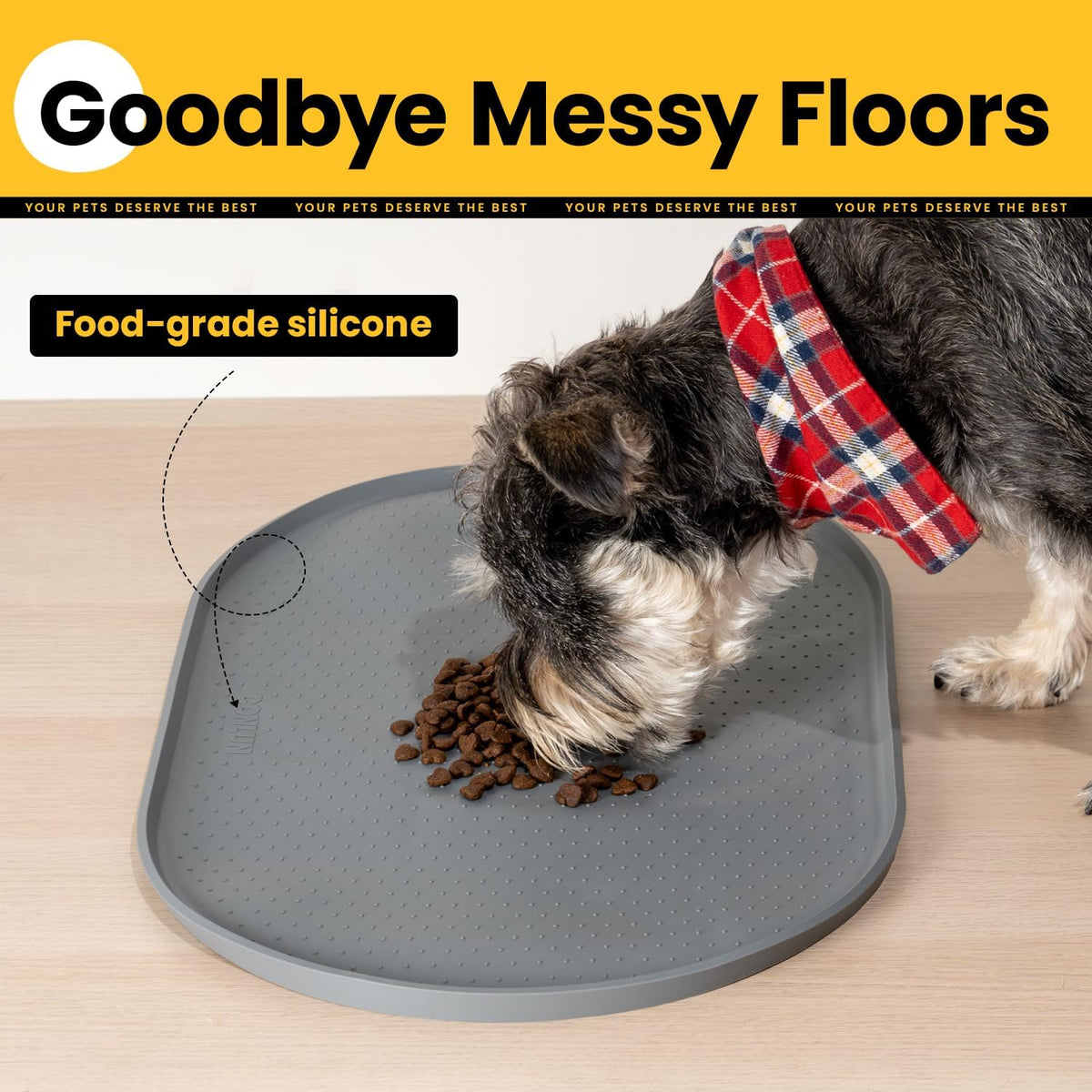 Conlun Dog Food Mat,1/2 Inch Raised Edges Cat Feeding Mat for Spill Containment,BPA-Free Silicone - 19"L x 12"W / Turquoise - image 2