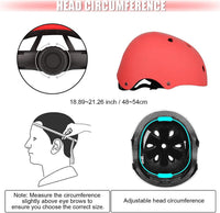 WayEee Kids Bike Helmet Set Knee Pads Adjustable Protective Gear - Red / S(3-10years) - image 3