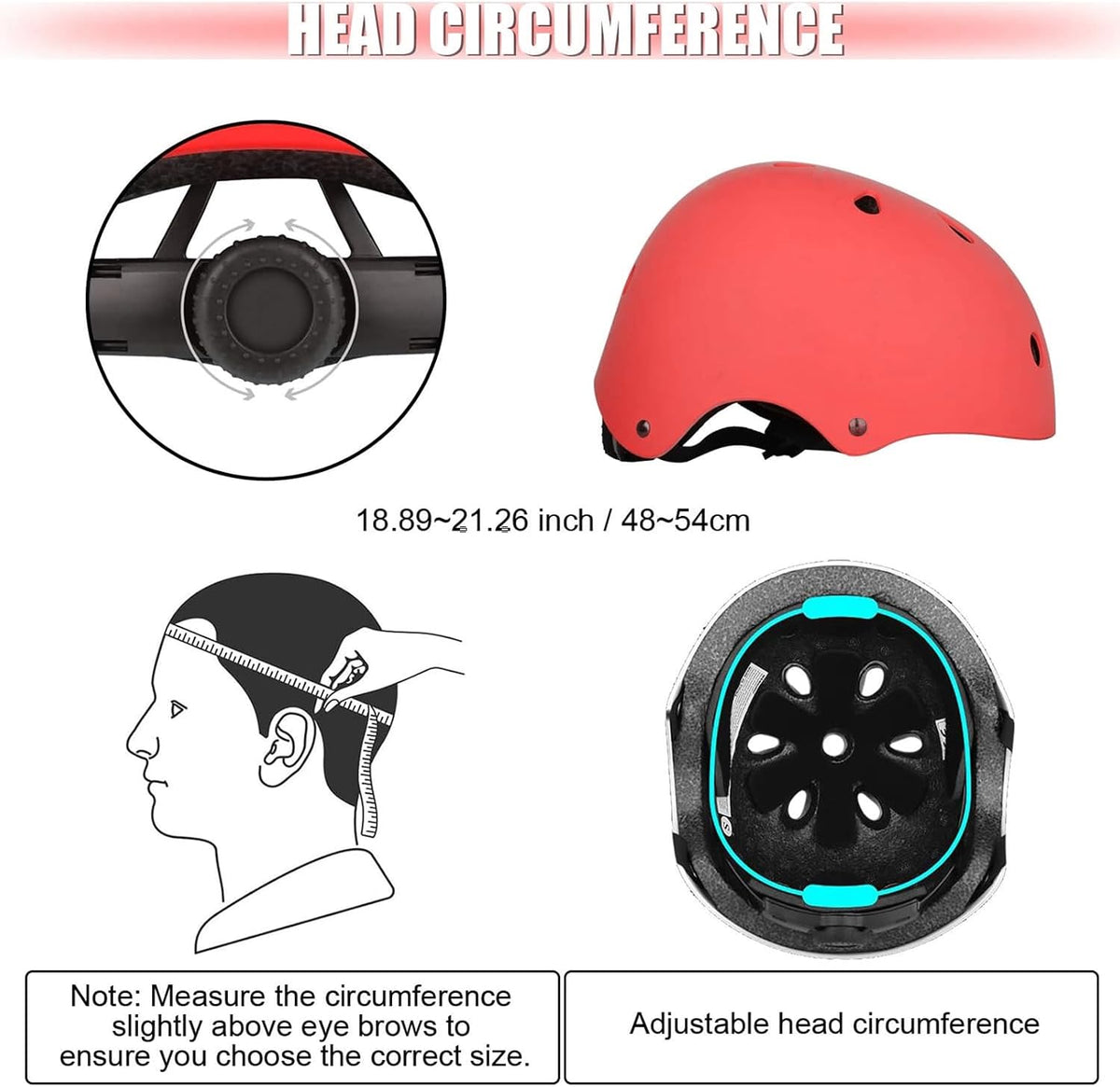 WayEee Kids Bike Helmet Set Knee Pads Adjustable Protective Gear - Red / S(3-10years) - image 3
