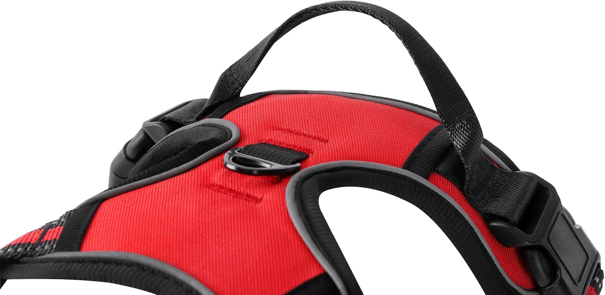 Blue No-Pull Dog Harness with 2 Leash Clips，Soft Padded Vest - Large / Red - image 2
