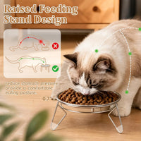 Elevated Cat Bowls,6.7" Extra Wide Raised Stainless Steel Cat Food Bowls with Anti-Slip Metal Stand - 2 plates with stand - image 2