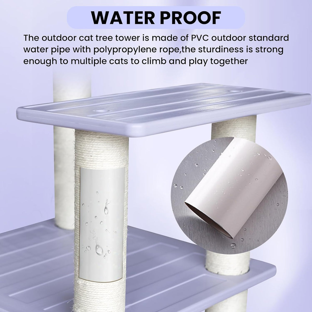 46in 5-Level Cat Tree,Indoor&Outdoor Large Cat Tower with Scratching Posts – Essentials for Cats - CTT-7 - image 3
