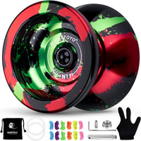MAGICYOYO N11 Metal Yoyo Professional Responsive & Unresponsive Trick - N11 Black Green Red