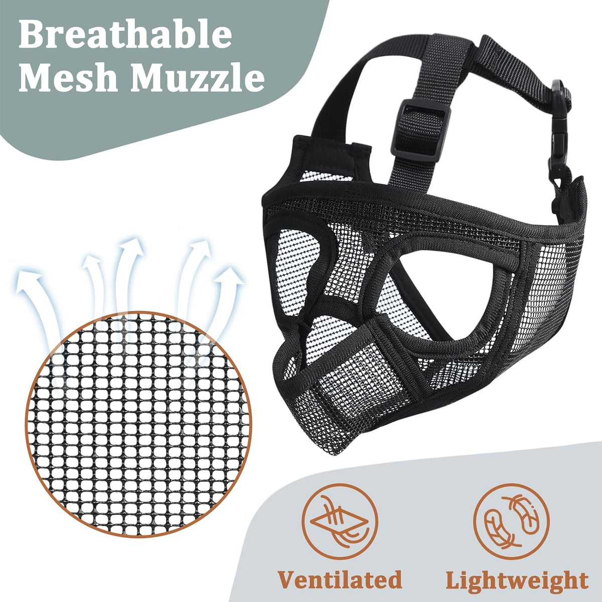Mesh Short Snout Dog Muzzle with Anti-Eating Design for Frenchie – Essentials for Dogs - Black / S [Head Cir: 15"-17.5"] - image 3