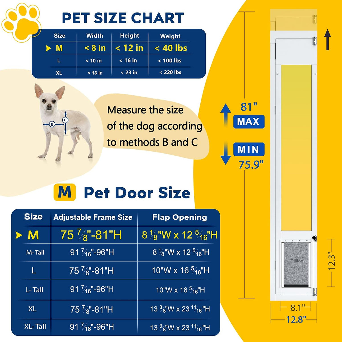 Large Dog Door for Sliding Glass Door - 81" Sliding Door / Medium - 1 Flap - image 2