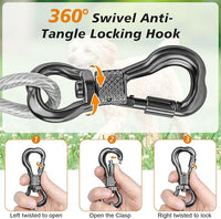 Tresbro 15 FT Dog Tie Out Cable with Spring, Shock Absorbing Tether Chains for Outside Aavilable in 10/15/20/25/30/40/50/70/100/120 FT, Heavy Duty Leads for Yard for Medium & Large Dogs Up to 500 LBS