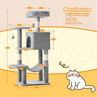 DUMOS 44 Inch Cat Tree Tower with Natural Sisal Scratching Posts – Essentials for Cats - Light Grey / 4 / 44 Inch - image 2