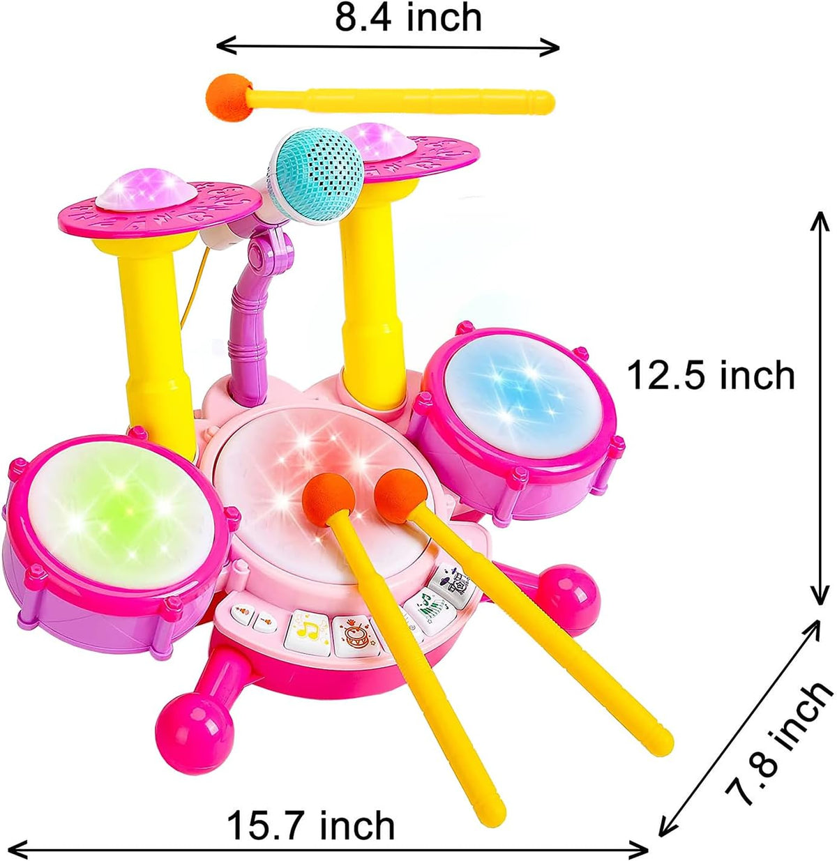 Drum Set for Toddlers, Kids Musical Instruments - Pink - image 4