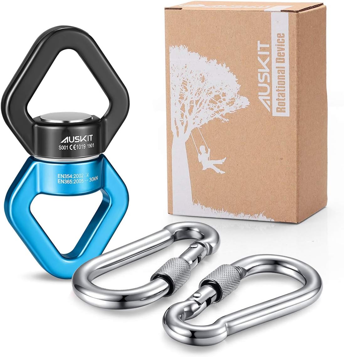 Black Swing Swivel, 30 KN Safest Rotational Device Hanging Accessory – Fun for Kids & Family - 30 KN / Blue