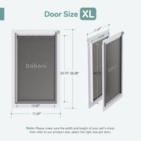 Baboni Dog Door for Door, 3-Flap, Durable Plastic Frame - White / X-Large / Metal Frame - image 3