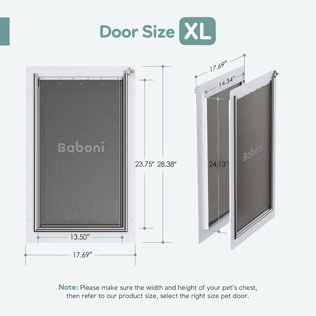 Baboni Dog Door for Door, 3-Flap, Durable Plastic Frame - White / X-Large / Metal Frame - image 3
