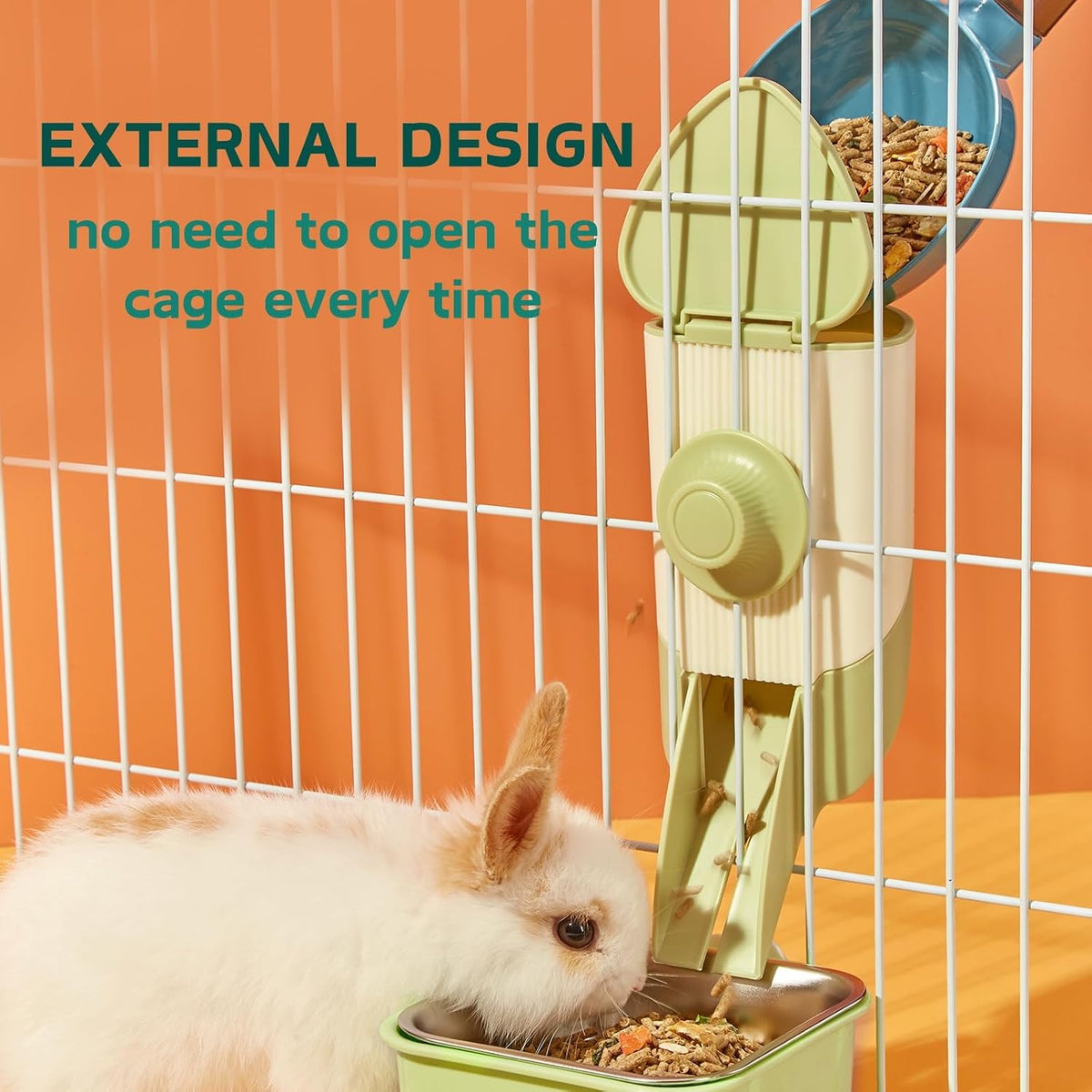 Rabbit Hay Feeder, Hay Rack for Bunny Guinea Pig Chinchilla - Green - image 3