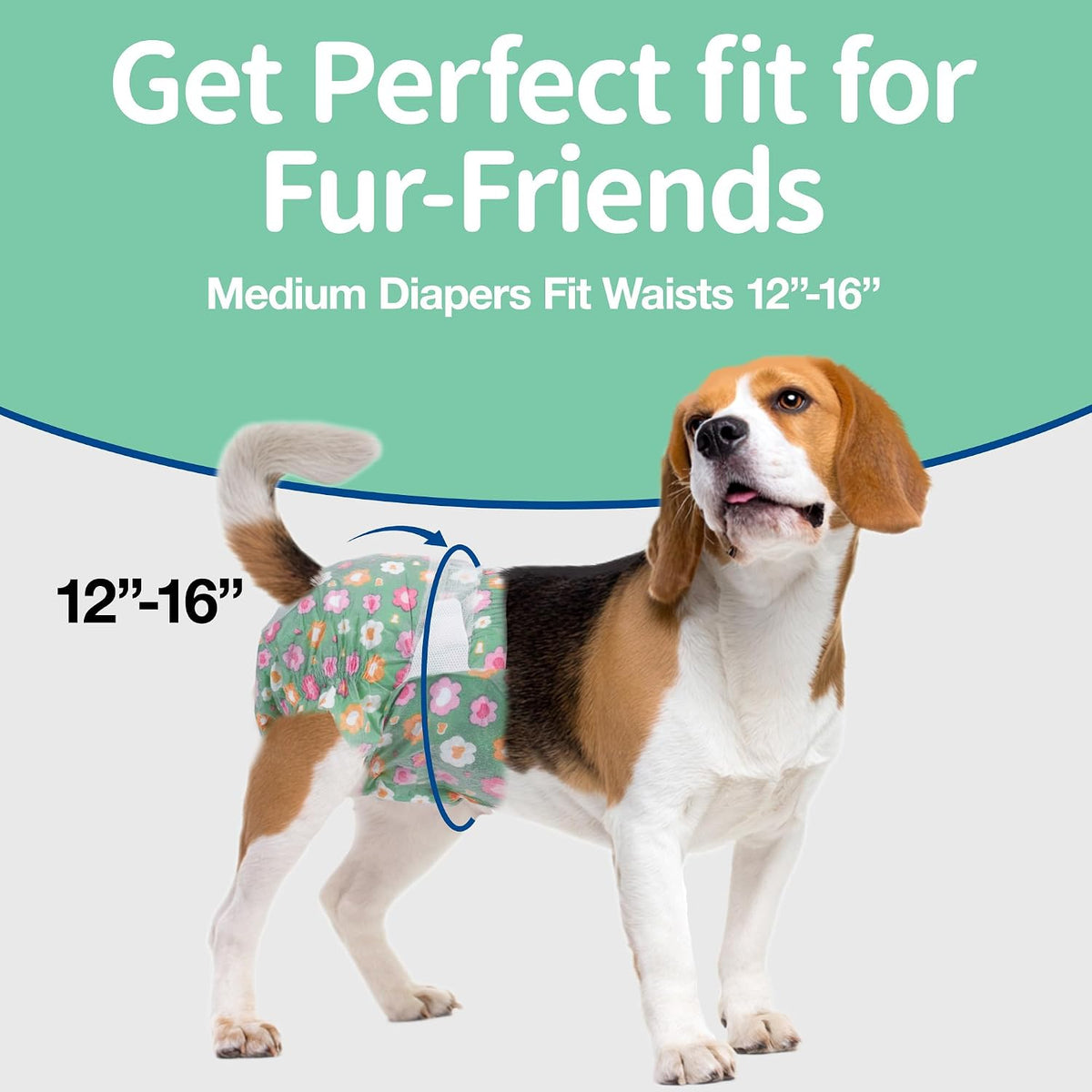 Pet Soft Dog Diapers Female, Disposable Female Dog Diaper - Green Flower / Medium(12Pcs) - image 4