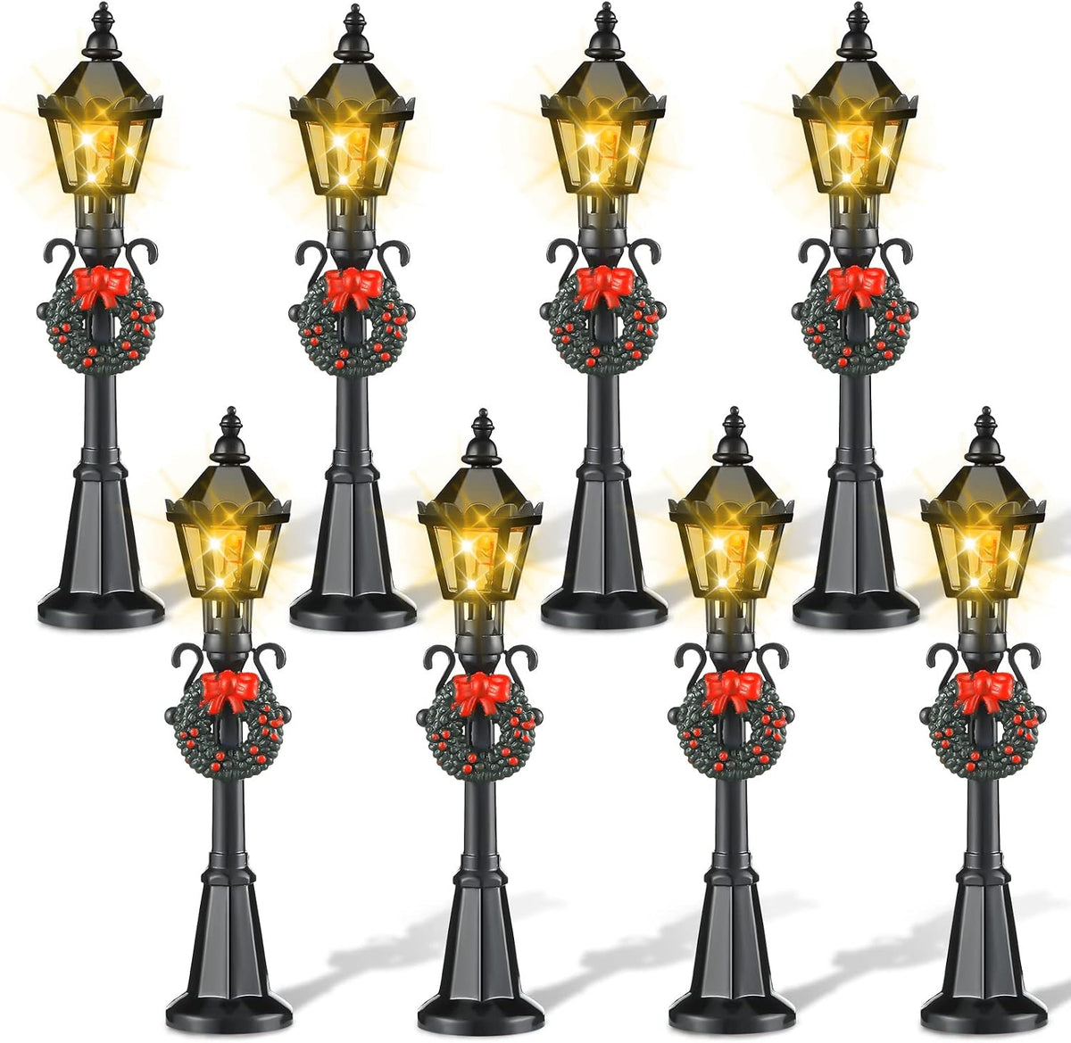 Mudder 12 Pcs Christmas Miniature Village Lamp Post Light - Simple / 8